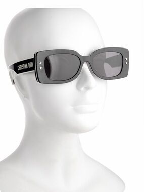 Dior Black Rectangular Sunglasses with Star Accents